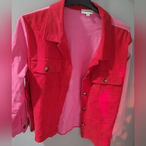 Two-Tone Pink Red Button-Front Jacket